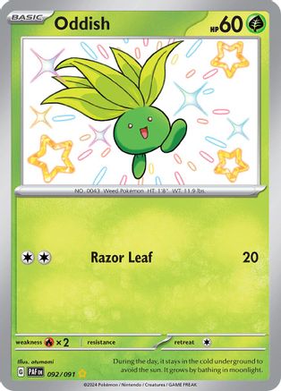 Oddish 092/091 - Holofoil SV Paldean Fates - Shiny Rare