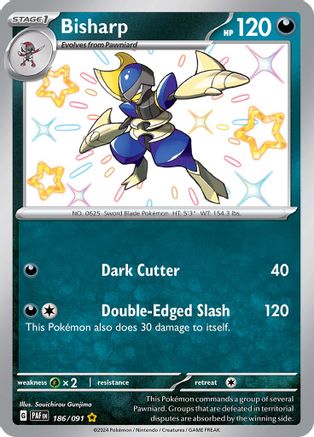 Bisharp 186/091 - Holofoil SV Paldean Fates - Shiny Rare