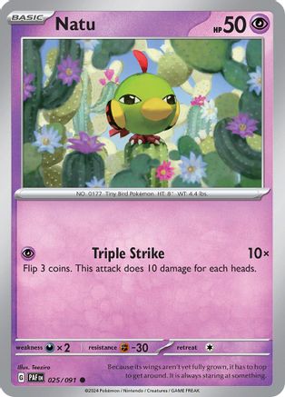 Natu 025/091 - Reverse Holofoil SV Paldean Fates - Common