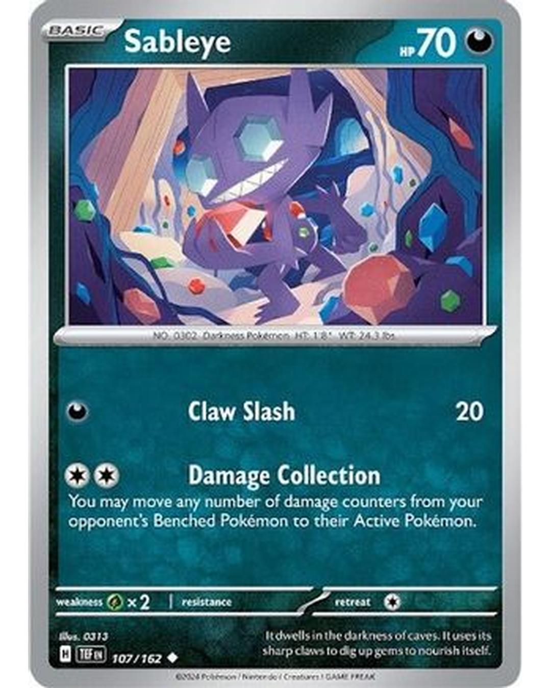 Sableye 107/162 - Reverse Holofoil SV05 Temporal Forces - Uncommon