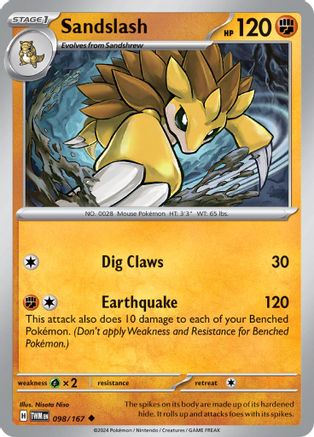 Sandslash 098/167 - Reverse Holofoil SV06 Twilight Masquerade - Uncommon