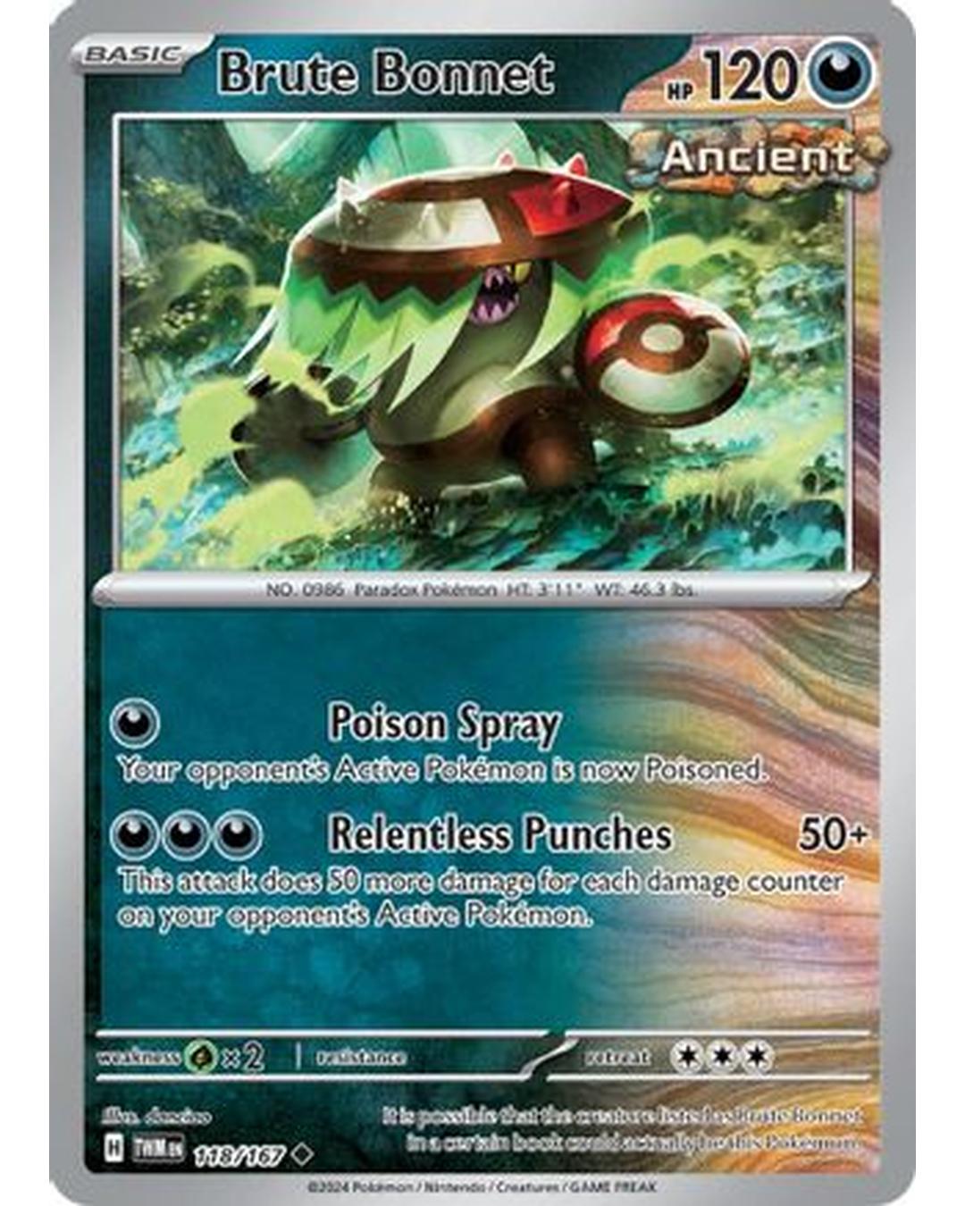 Brute Bonnet 118/167 - Reverse Holofoil SV06 Twilight Masquerade - Uncommon