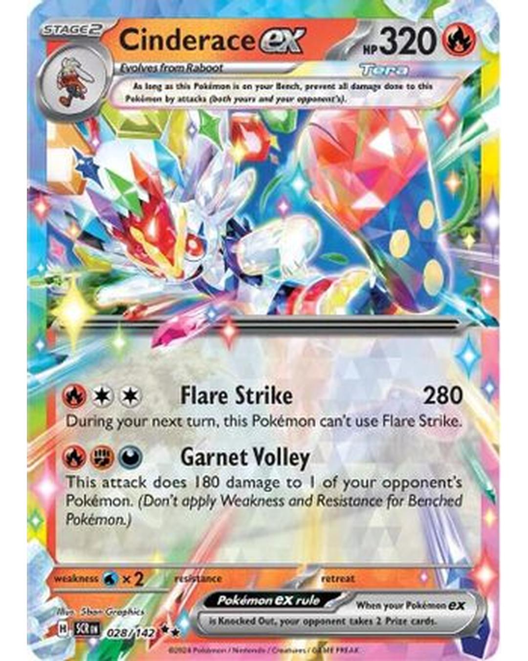 Cinderace ex 028/142 - Holofoil SV07 Stellar Crown - Double Rare