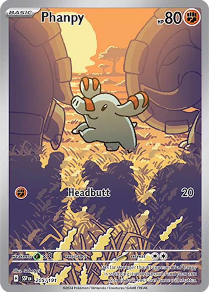 Phanpy 205/191 - Holofoil SV08 Surging Sparks - Illustration Rare