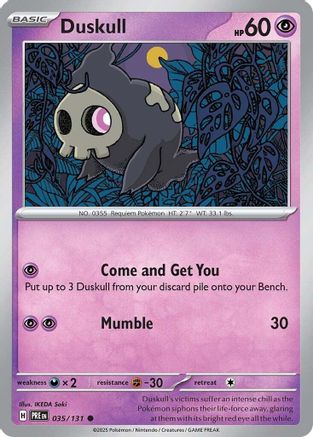 Duskull 035/131 - Reverse Holofoil SV Prismatic Evolutions - Common
