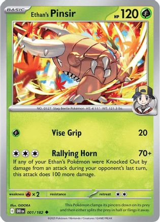 Ethan's Pinsir 001/182 - Reverse Holofoil SV10 Destined Rivals - Uncommon