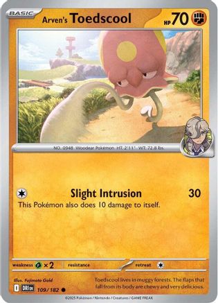 Arven's Toedscool 109/182 - Reverse Holofoil SV10 Destined Rivals - Common