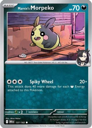 Marnie's Morpeko 137/182 - Reverse Holofoil SV10 Destined Rivals - Common