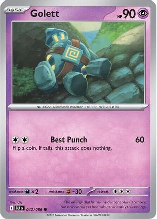 Golett 042/086 - Reverse Holofoil SV Black Bolt - Common