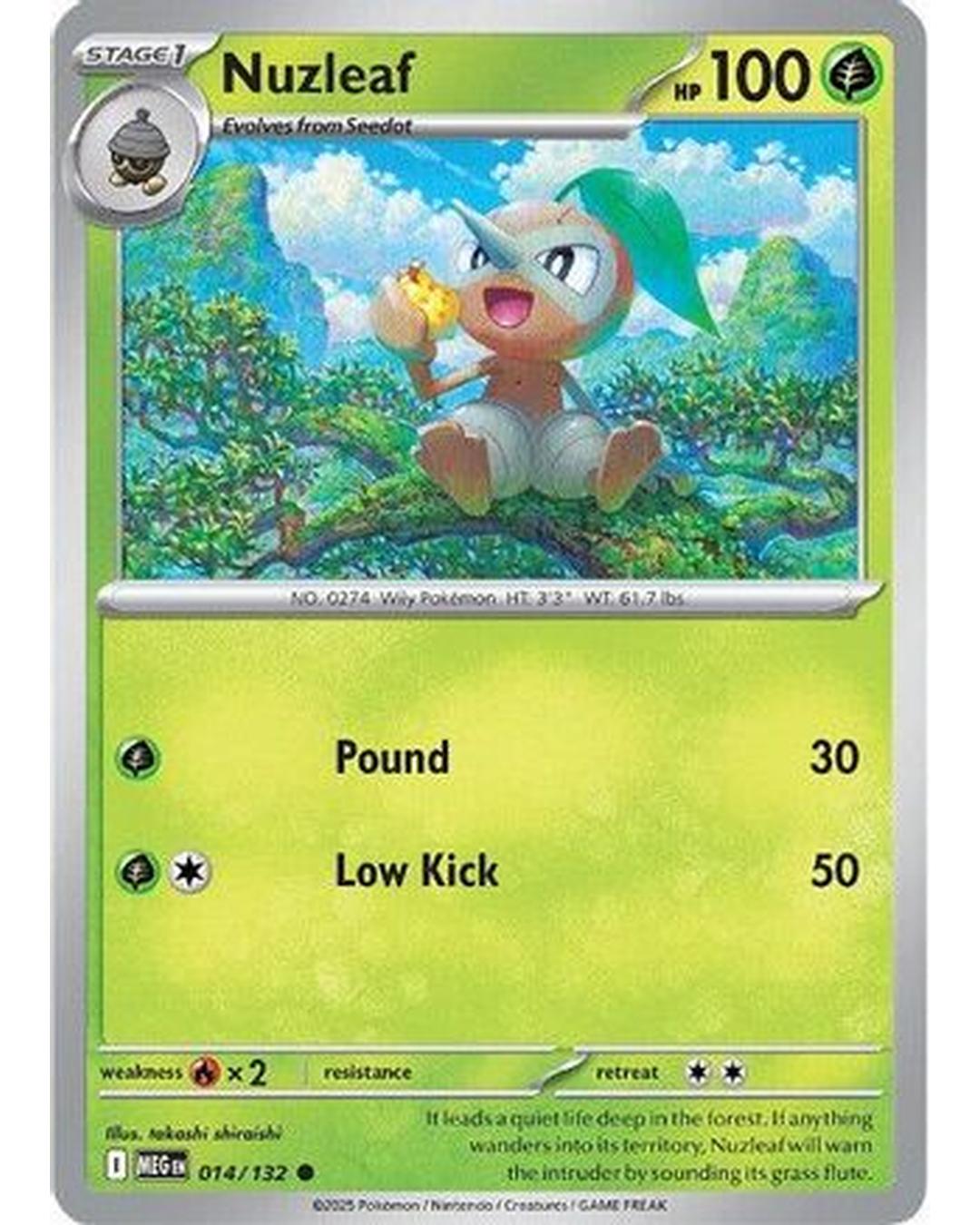 Nuzleaf 014/132 - Reverse Holofoil ME01 Mega Evolution - Common