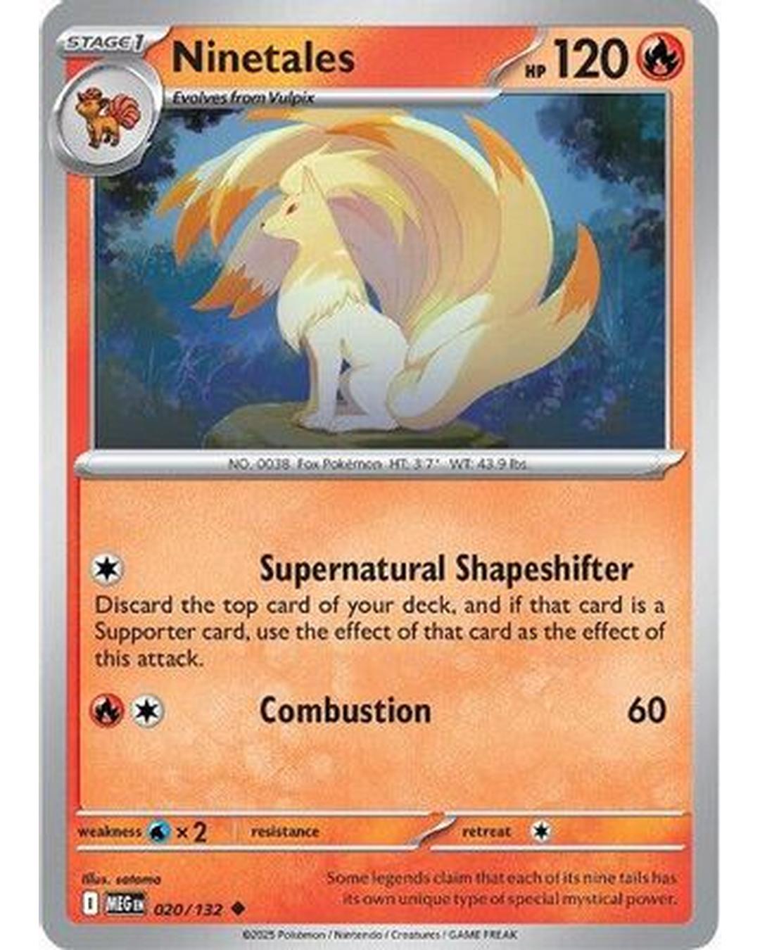 Ninetales 020/132 - Reverse Holofoil ME01 Mega Evolution - Uncommon