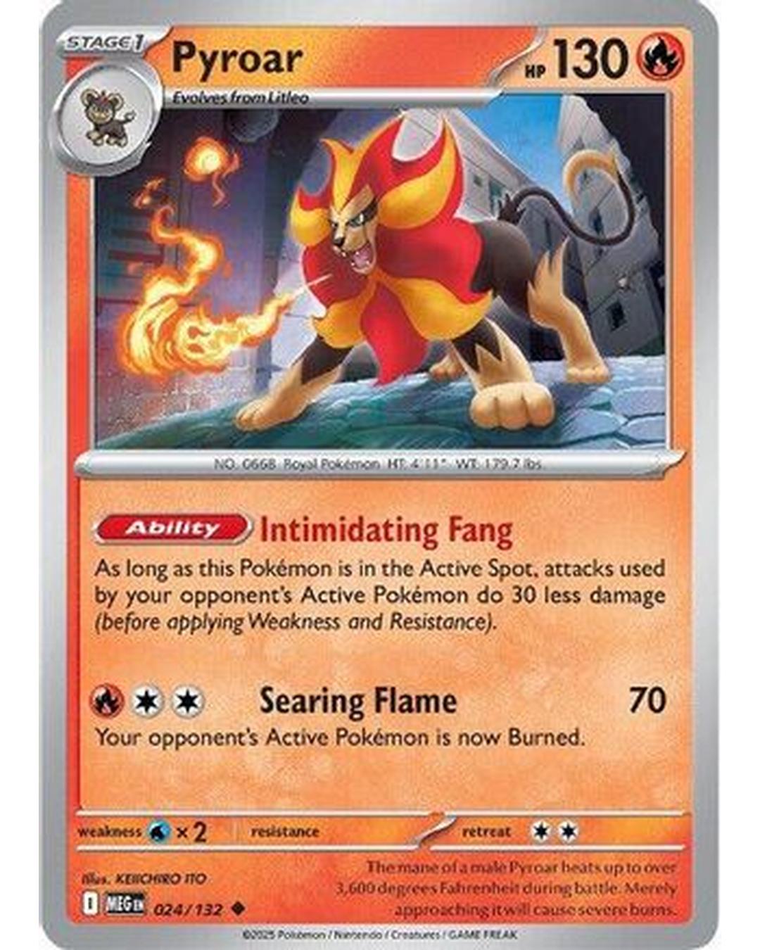 Pyroar 024/132 - Reverse Holofoil ME01 Mega Evolution - Uncommon