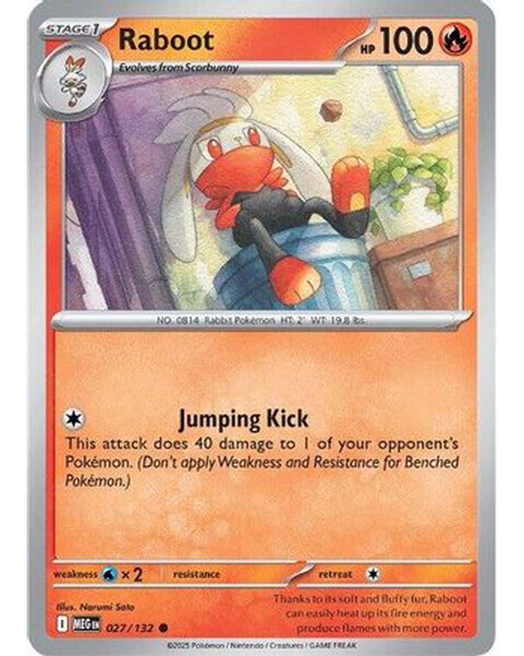 Raboot 027/132 - Reverse Holofoil ME01 Mega Evolution - Common