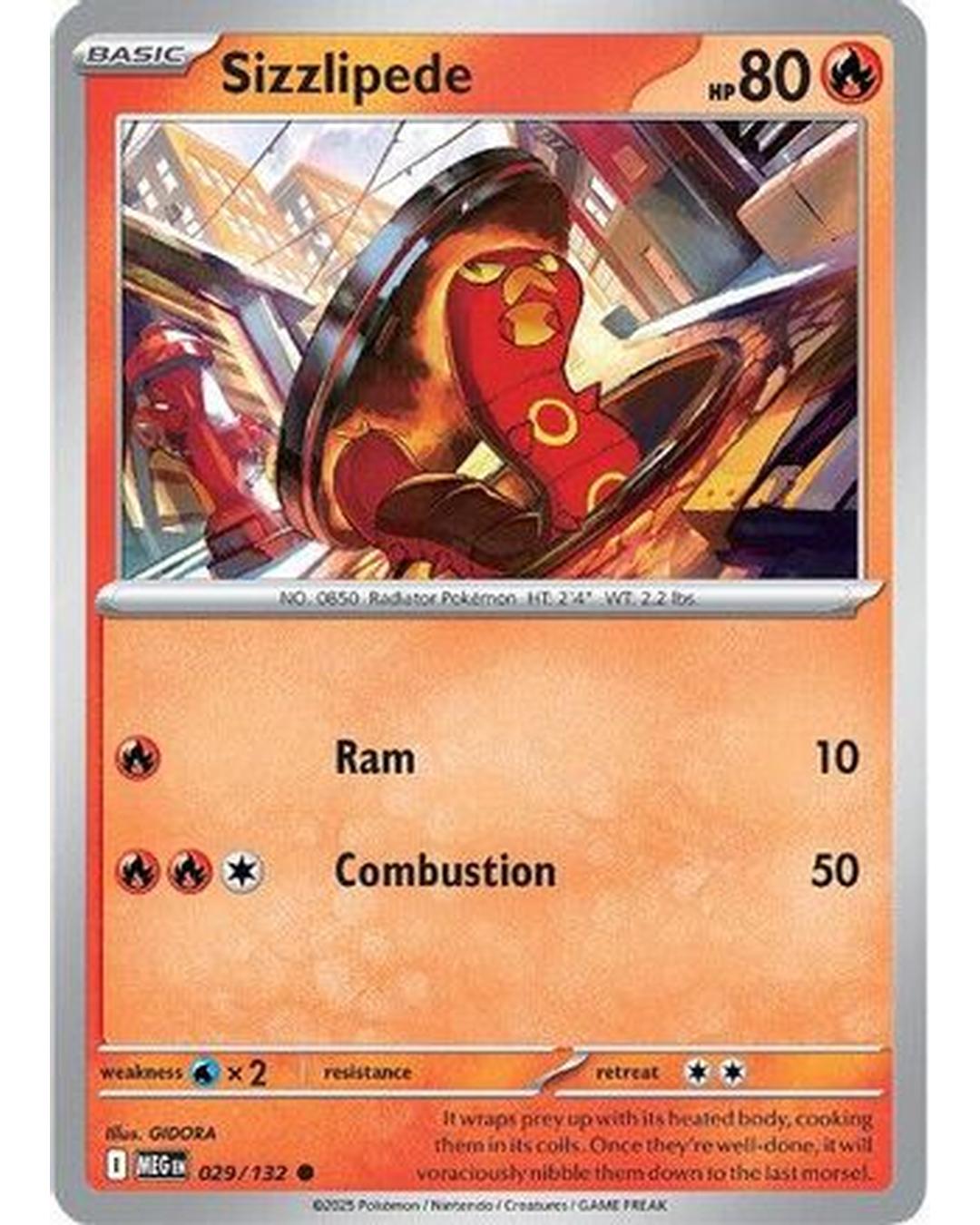Sizzlipede 029/132 - Reverse Holofoil ME01 Mega Evolution - Common