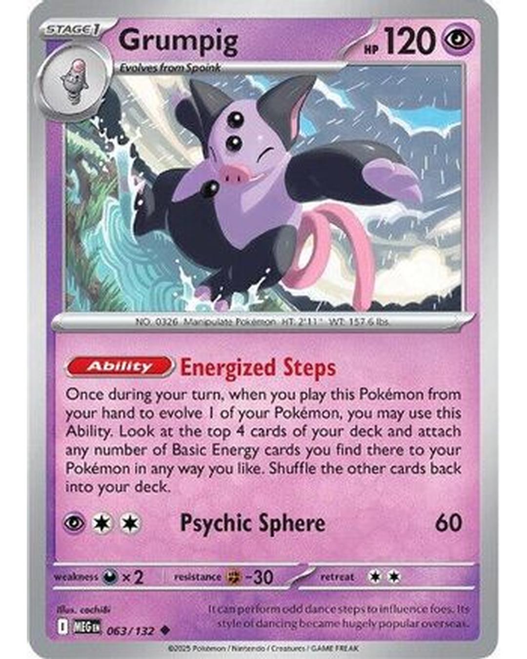 Grumpig 063/132 - Reverse Holofoil ME01 Mega Evolution - Uncommon