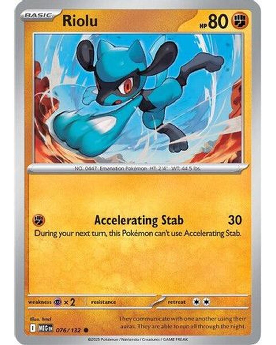 Riolu 076/132 - Reverse Holofoil ME01 Mega Evolution - Common