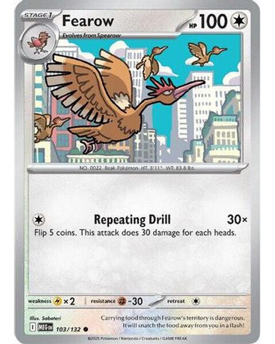 Fearow 103/132 - Reverse Holofoil ME01 Mega Evolution - Common