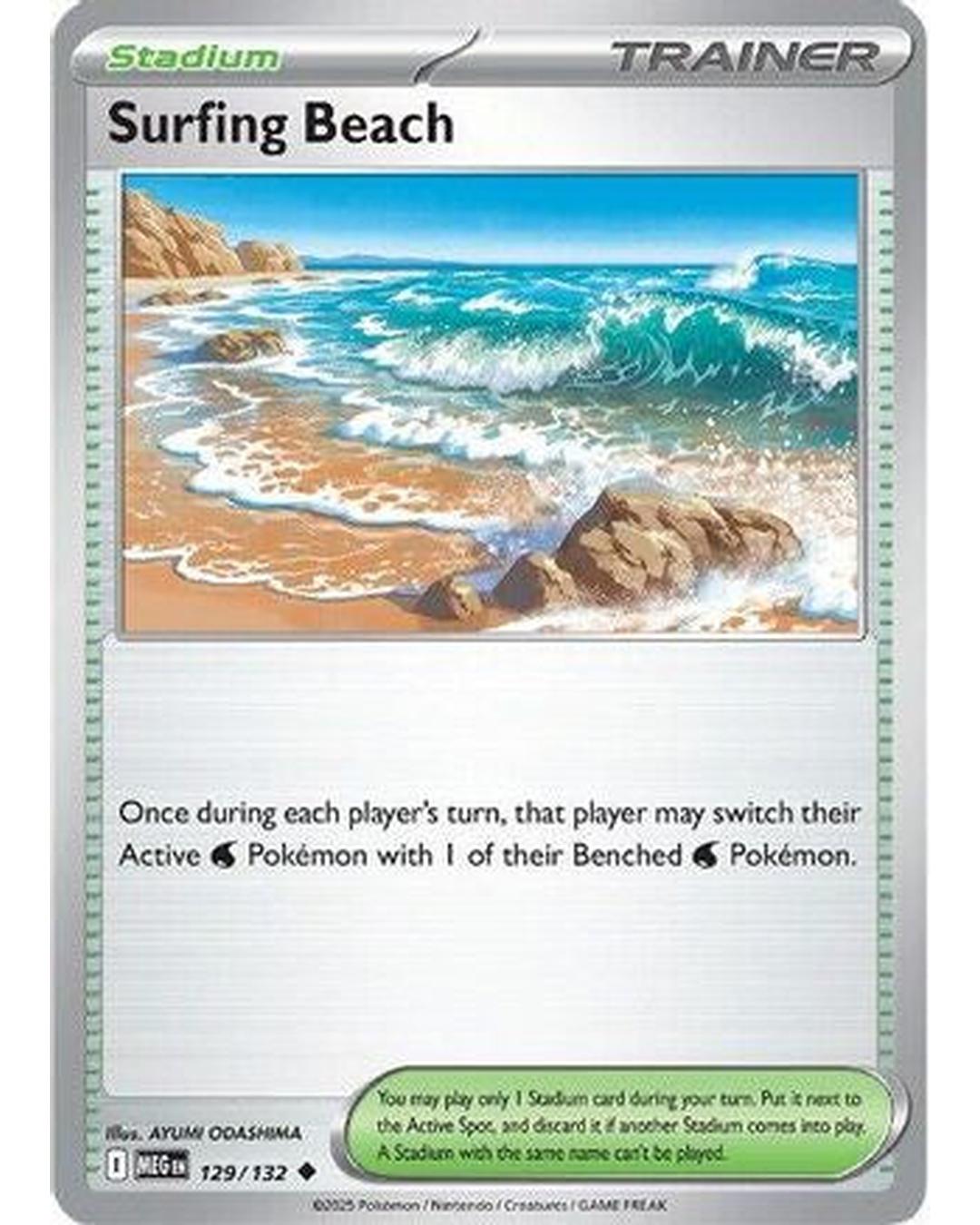 Surfing Beach 129/132 - Reverse Holofoil ME01 Mega Evolution - Uncommon