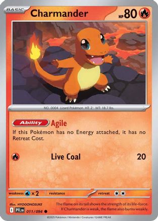 Charmander 011 - Reverse Holofoil ME02 Phantasmal Flames - Common