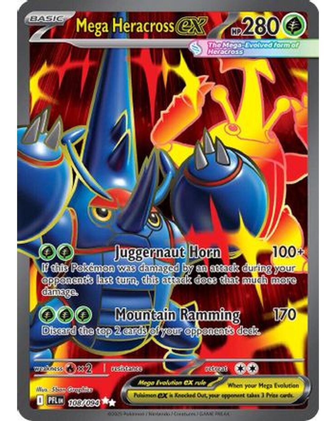 Mega Heracross ex 108/094 - Holofoil ME02 Phantasmal Flames - Ultra Rare