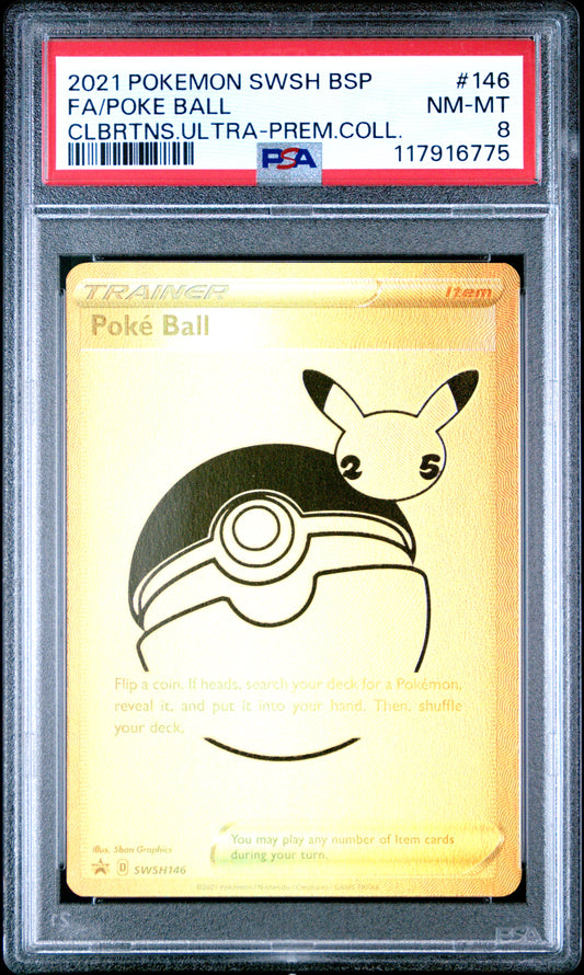 PSA 8 - 2021 Pokemon SWSH Black Star Promo #146 Poke Ball Full Art Celebrations Ultra Premium Collection