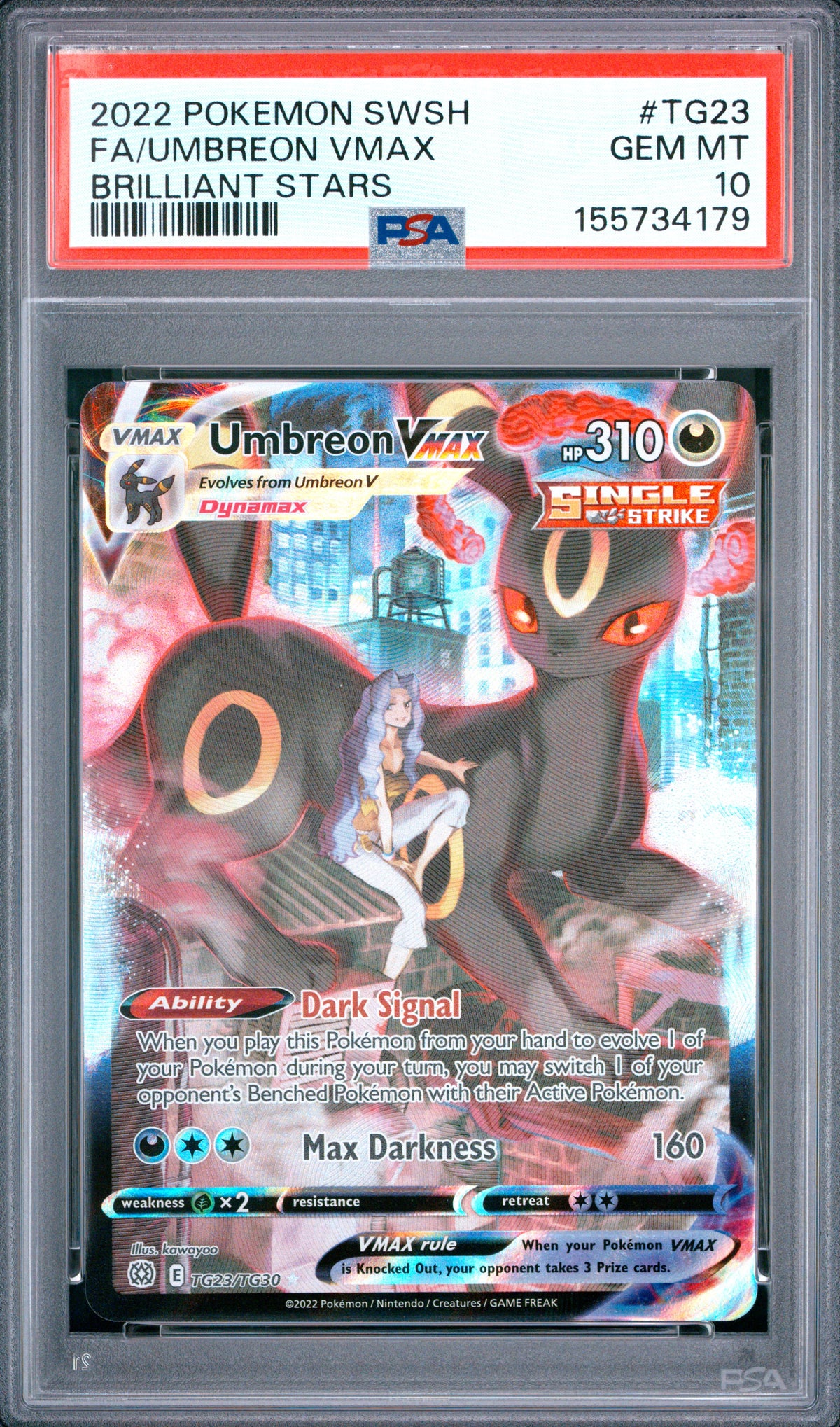 PSA 10 - 2022 Pokemon SWSH09: Brilliant Stars Trainer Gallery #TG23 Umbreon VMAX