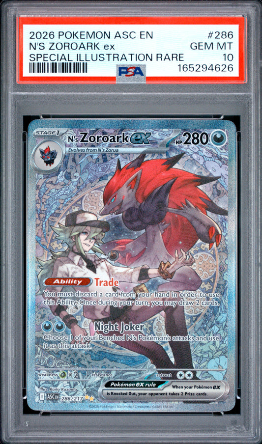PSA 10 - 2026 Pokemon ME: Ascended Heroes #286 N's Zoroark ex