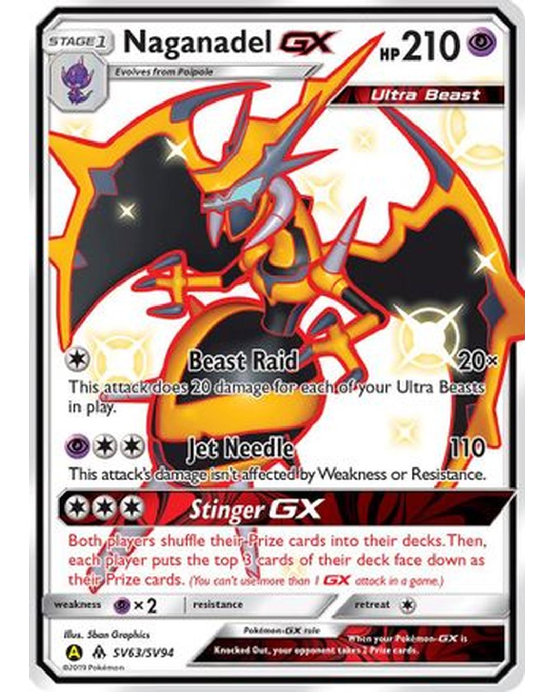 Naganadel GX SV63/SV94  - Holofoil Hidden Fates Shiny Vault - Shiny Holo Rare