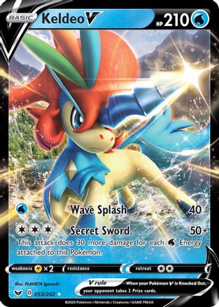 Keldeo V 053/202  - Holofoil SWSH01 Sword & Shield Base Set - Ultra Rare