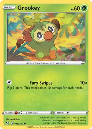 Grookey (010) 010/202  SWSH01 Sword & Shield Base Set - Common