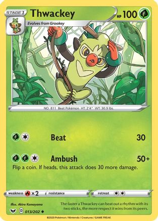 Thwackey (013) 013/202  SWSH01 Sword & Shield Base Set - Uncommon