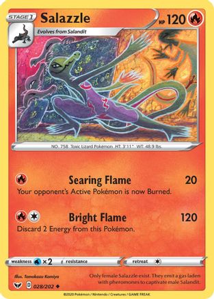 Salazzle 028/202  - Reverse Holofoil SWSH01 Sword & Shield Base Set - Uncommon