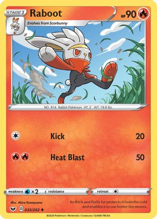 Raboot (033) 033/202  SWSH01 Sword & Shield Base Set - Uncommon