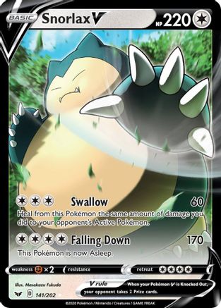 Snorlax V 141/202  - Holofoil SWSH01 Sword & Shield Base Set - Ultra Rare