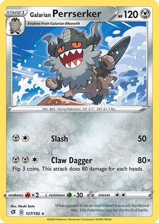 Galarian Perrserker 127/192  SWSH02 Rebel Clash - Rare