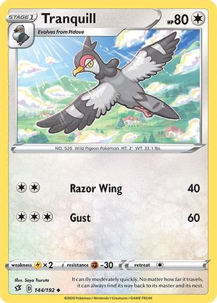 Tranquill 144/192  - Reverse Holofoil SWSH02 Rebel Clash - Uncommon