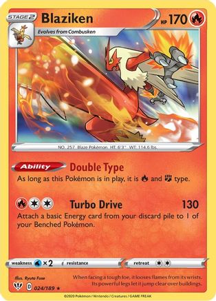 Blaziken 024/189  - Holofoil SWSH03 Darkness Ablaze - Holo Rare