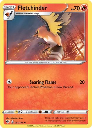 Fletchinder 031/189  SWSH03 Darkness Ablaze - Uncommon