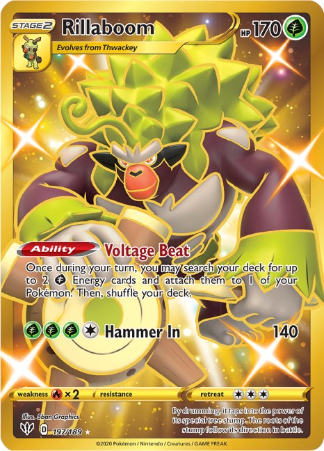 PSA 10 - 2020 Pokemon SWSH03: Darkness Ablaze #197 Rillaboom (Secret)