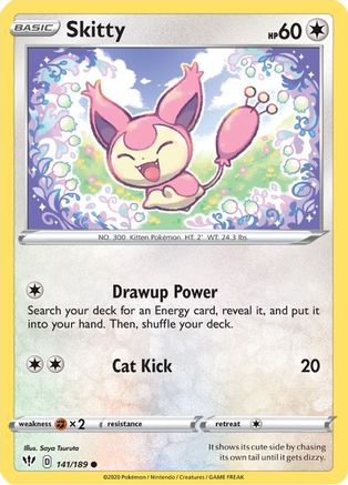 Skitty 141/189  - Reverse Holofoil SWSH03 Darkness Ablaze - Common