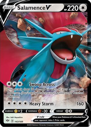 Salamence V 143/189  - Holofoil SWSH03 Darkness Ablaze - Ultra Rare