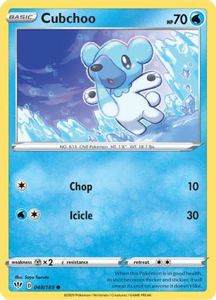 Cubchoo 048/189  - Reverse Holofoil SWSH03 Darkness Ablaze - Common