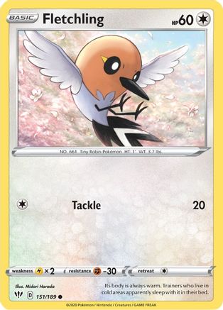 Fletchling 151/189  SWSH03 Darkness Ablaze - Common