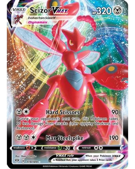 Scizor VMAX 119/189  - Holofoil SWSH03 Darkness Ablaze - Ultra Rare