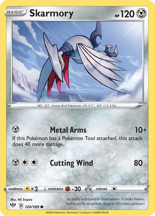 Skarmory 120/189  - Reverse Holofoil SWSH03 Darkness Ablaze - Common