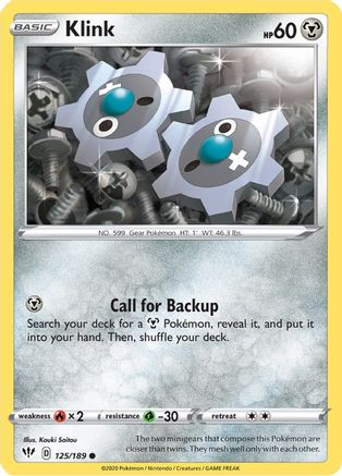 Klink 125  - Reverse Holofoil SWSH03 Darkness Ablaze - Common