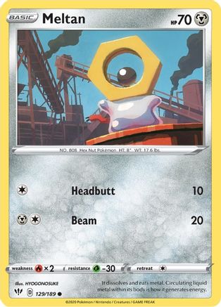 Meltan 129/189  - Reverse Holofoil SWSH03 Darkness Ablaze - Common