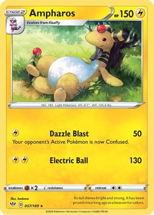 Ampharos 057/189  - Reverse Holofoil SWSH03 Darkness Ablaze - Rare