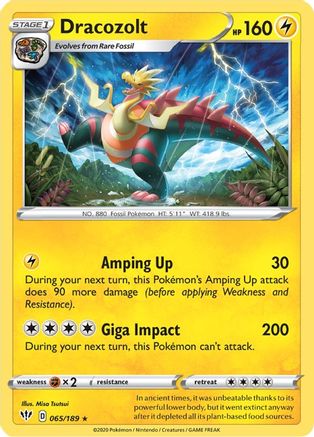 Dracozolt 065/189  - Reverse Holofoil SWSH03 Darkness Ablaze - Rare