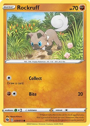 Rockruff 029/73  - Reverse Holofoil Champions Path - Common